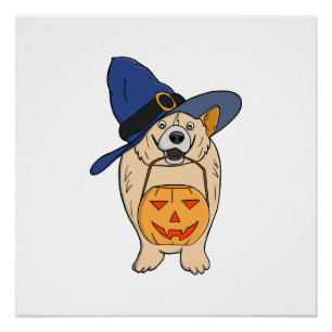 Pompoen Heksen Hond Perfect Poster