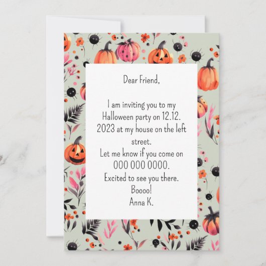 Pompoen Helloween uitnodiging (Voorkant)