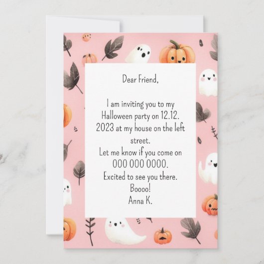 Pompoen Helloween uitnodiging (Voorkant)