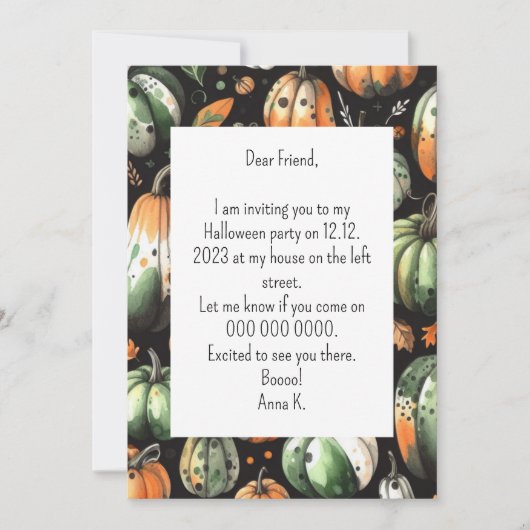 Pompoen Helloween uitnodiging (Voorkant)