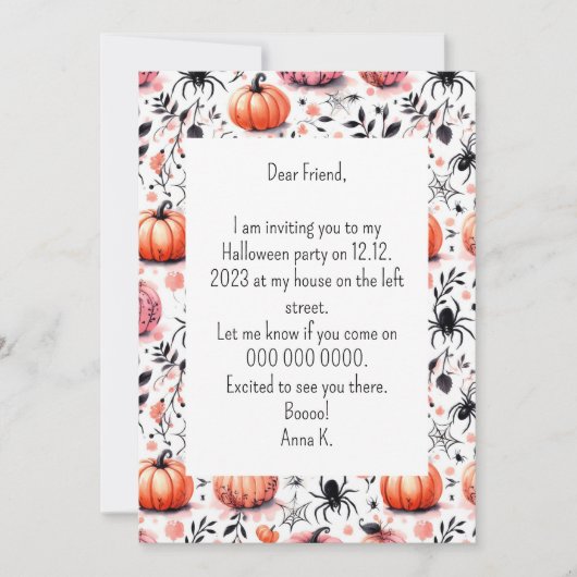 Pompoen Helloween uitnodiging (Voorkant)