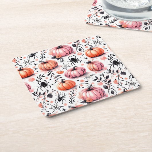 Pompoen Helloween uitnodiging Kartonnen Onderzetters (Schuin)