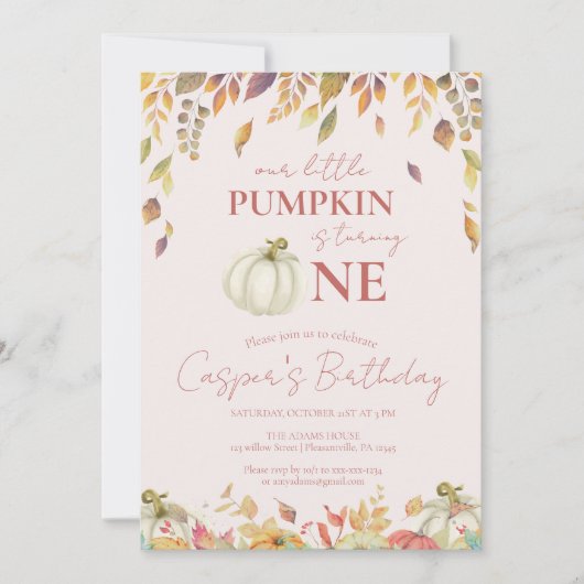 Pompoen Herfst 1e verjaardag Kaart (Voorkant)