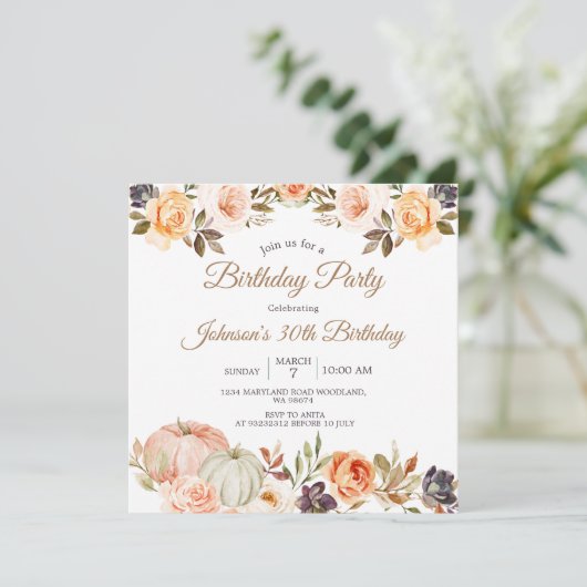 Pompoen Herfst 30ste Verjaardagsfeestje Rustieke B Kaart (Staand voorkant)