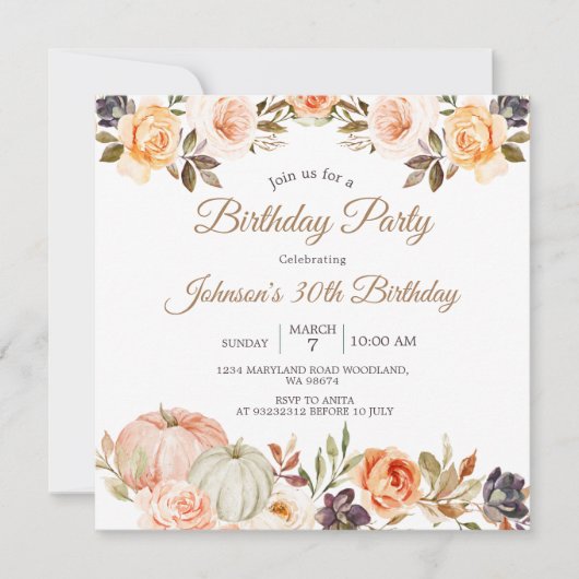 Pompoen Herfst 30ste Verjaardagsfeestje Rustieke B Kaart (Voorkant)