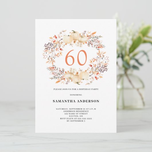 Pompoen Herfst 60e Verjaardagsfeest Kaart (Staand voorkant)