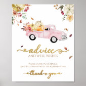 Pompoen Herfst Baby shower Advies & Wishes Sign Poster (Voorkant)