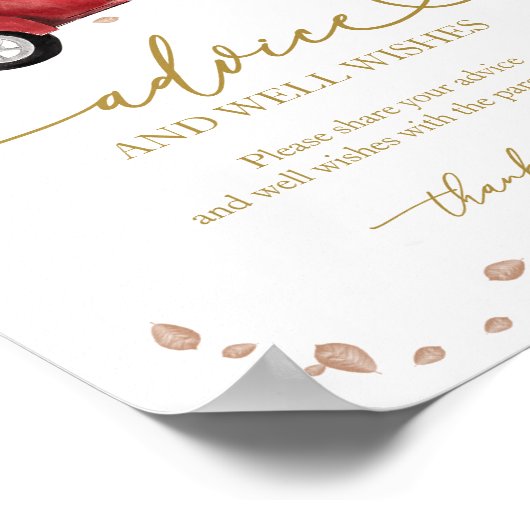 Pompoen Herfst Baby shower Advies & Wishes Sign Poster (Hoek)