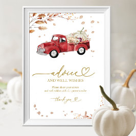 Pompoen Herfst Baby shower Advies & Wishes Sign Poster