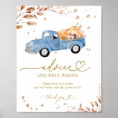 Pompoen Herfst Baby shower Advies & Wishes Sign Poster (Voorkant)