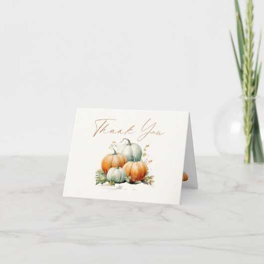 Pompoen Herfst Baby Shower Bedankkaart (Voorkant)