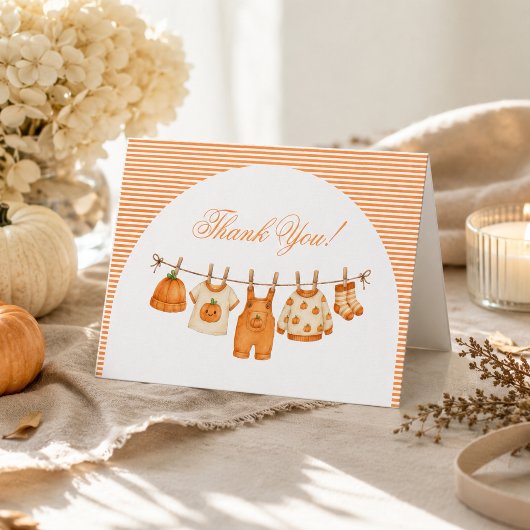 Pompoen Herfst Baby Shower Bedankkaart