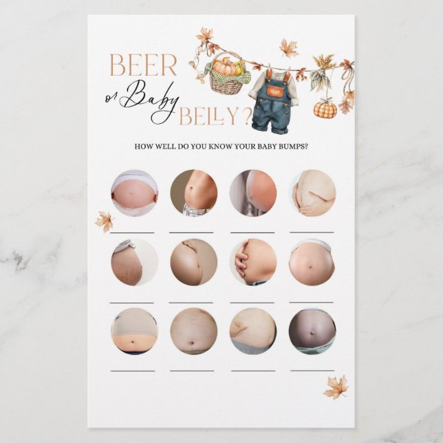 Pompoen Herfst Baby shower Beer of Beely Game (Voorkant)