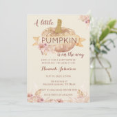 Pompoen Herfst Baby shower Boho Floral Baby Meisje Kaart (Staand voorkant)