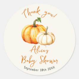 Pompoen Herfst Baby shower Dank u voor Sticker
