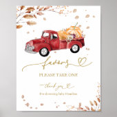 Pompoen Herfst Baby shower Favors Sign Poster (Voorkant)