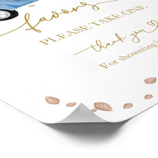 Pompoen Herfst Baby shower Favors Sign Poster (Hoek)