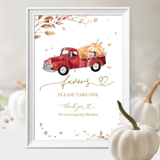 Pompoen Herfst Baby shower Favors Sign Poster