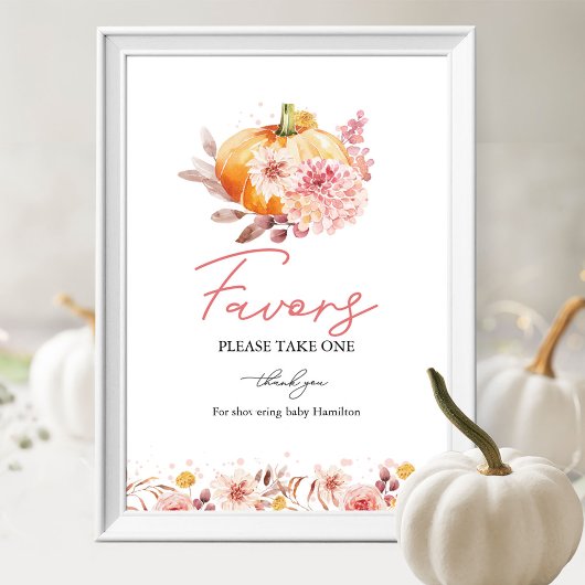 Pompoen Herfst Baby shower Favors Sign Poster
