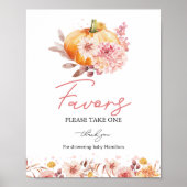 Pompoen Herfst Baby shower Favors Sign Poster (Voorkant)
