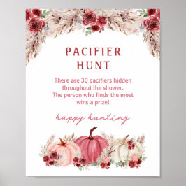 Pompoen Herfst Baby shower Fopspeen Hunt Spel Sign Poster