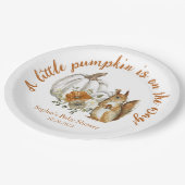 Pompoen Herfst Baby shower, Genderneutraal Papieren Bordje (Gekanteld)