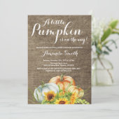 Pompoen Herfst Baby shower Invitation Burlap Kaart (Staand voorkant)