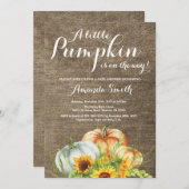 Pompoen Herfst Baby shower Invitation Burlap Kaart (Voorkant / Achterkant)