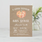 Pompoen Herfst Baby shower Invitation Burlap Kaart (Staand voorkant)