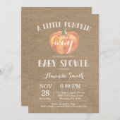 Pompoen Herfst Baby shower Invitation Burlap Kaart (Voorkant / Achterkant)