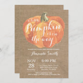 Pompoen Herfst Baby shower Invitation Burlap Kaart (Voorkant / Achterkant)