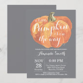 Pompoen Herfst Baby shower Invitation Grey Kaart (Voorkant / Achterkant)