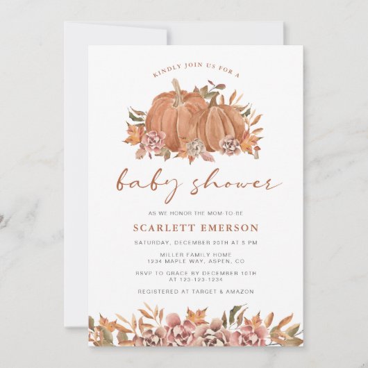 Pompoen Herfst Baby Shower Kaart (Voorkant)