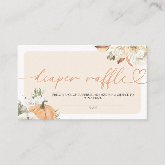 Pompoen Herfst Baby shower Luier Raffle Informatiekaartje (Voorkant)