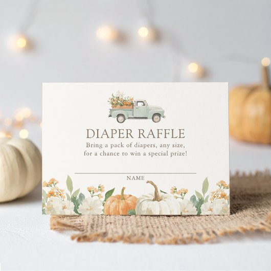 Pompoen Herfst Baby shower Luier Raffle Ticket Informatiekaartje