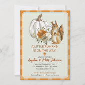 Pompoen Herfst Baby shower met Leuke Eekhoorn Kaart (Voorkant)