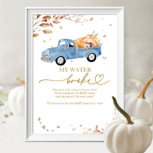 Pompoen Herfst Baby shower Mijn Water Broke Game Poster