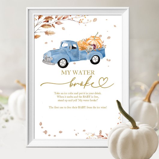 Pompoen Herfst Baby shower Mijn Water Broke Game Poster