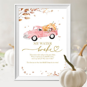 Pompoen Herfst Baby shower Mijn Water Broke Game Poster