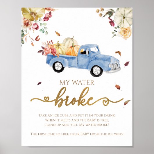 Pompoen Herfst Baby shower Mijn Water Broke Game S Poster (Voorkant)