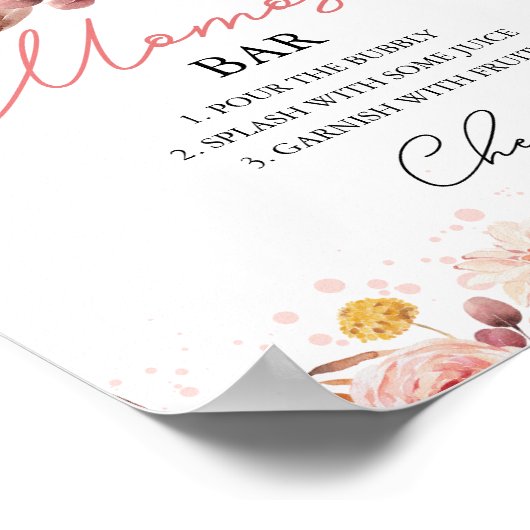 Pompoen Herfst Baby shower MOMosa Bar Sign Poster (Hoek)