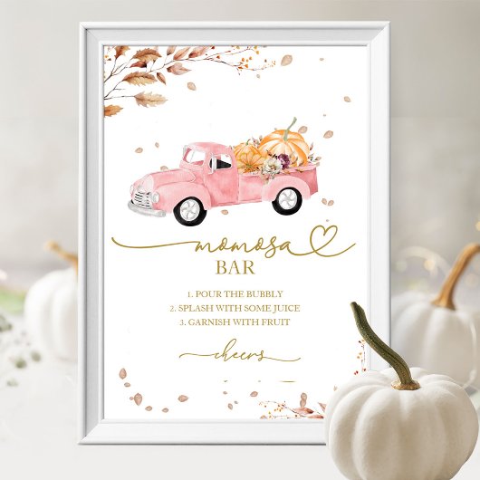 Pompoen Herfst Baby shower MOMosa Bar Sign Poster