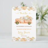 Pompoen Herfst Baby shower Oogst Dank u Bedankkaart (Staand voorkant)