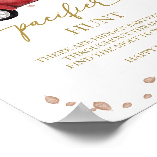 Pompoen Herfst Baby shower Pacifier Hunt Sign Poster (Hoek)