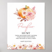 Pompoen Herfst Baby shower Pacifier Hunt Sign Poster (Voorkant)
