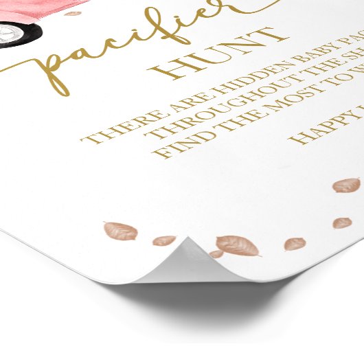 Pompoen Herfst Baby shower Pacifier Hunt Sign Poster (Hoek)