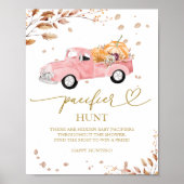 Pompoen Herfst Baby shower Pacifier Hunt Sign Poster (Voorkant)