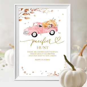 Pompoen Herfst Baby shower Pacifier Hunt Sign Poster