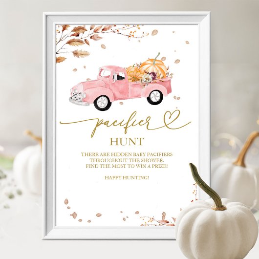 Pompoen Herfst Baby shower Pacifier Hunt Sign Poster