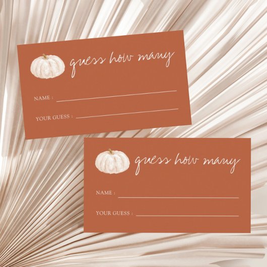 Pompoen Herfst Baby shower Raad eens hoeveel Informatiekaartje